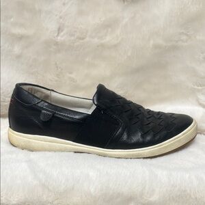 Josef Seibel Black Leather Slip-On Shoes